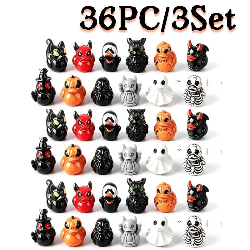 11PC/Set Mini Resin Ducks Ghost Halloween Figures Skeleton Demon Spooky Ornaments Garden Fairy Micro Landscape Home DIY Decor