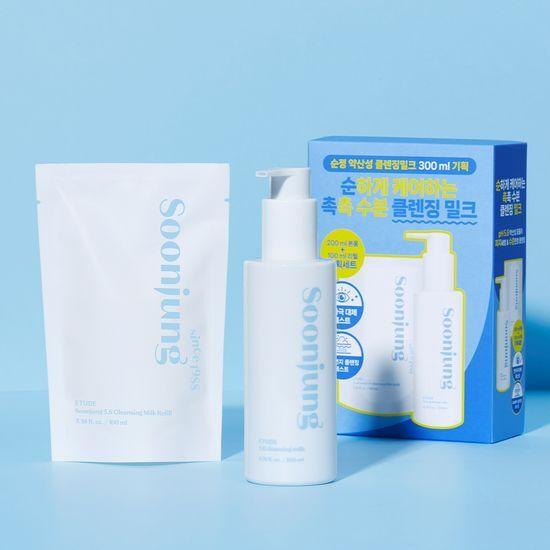 Etude Pure Mildly Acidic Cleansing Milk 200ml Promotion (+100ml Refill)