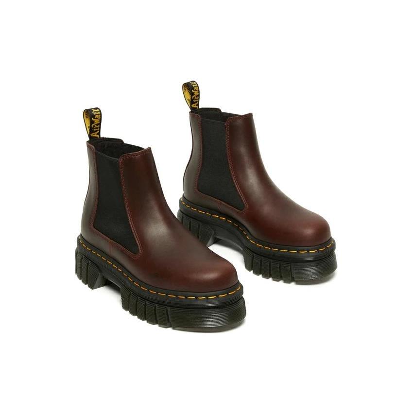 (WMNS) Dr. Martens Audrick Brando Leather Platform Chelsea Boots 'Brown' Women's 27820211
