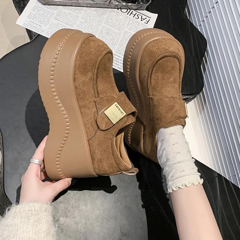 Fashion 8CM Women Ankle Boots Platform Casual Sneakers Cotton Loafers Shoes 2025 New Spring Autumn Trend Outdoor Walking Botas De Mujer