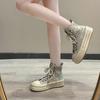 Yuanbo New Autumn Thick-soled Heightening Canvas Shoes Women's 2024 Korean Version Versatile High-top Board Shoes Street Women's Shoes
