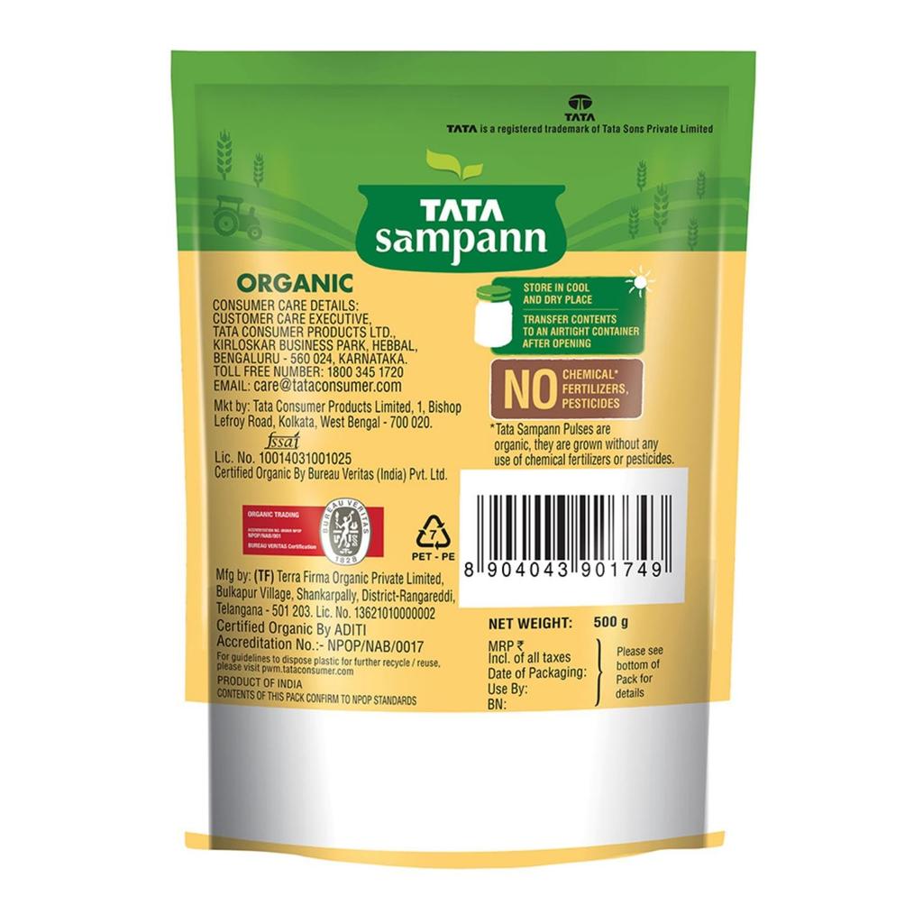 TATA Sampann Organic Unpolished Chana Dal 500g Pack Of 1 High Protein Fiber Rich Lentils