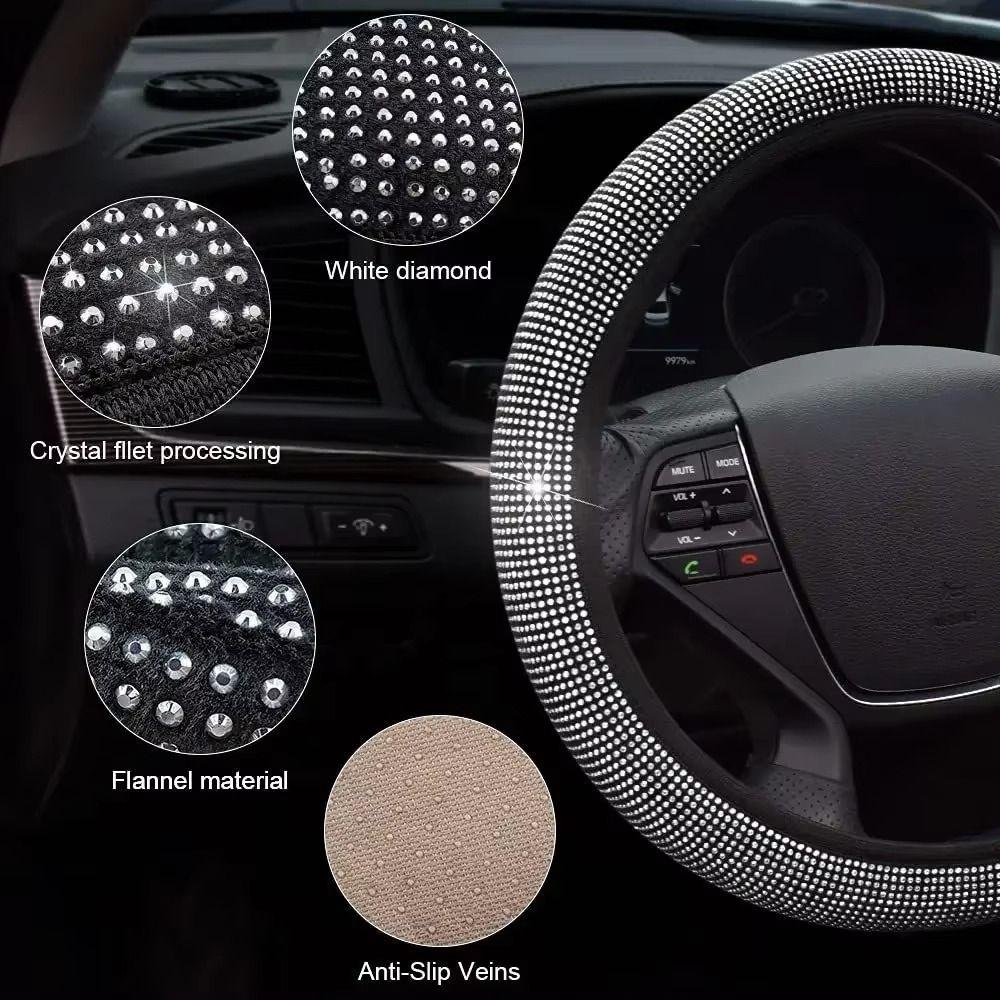 Elastic Bling Steering Wheel Cover Rhinestone Auto Steering Wheel Wrap  Car Accessories