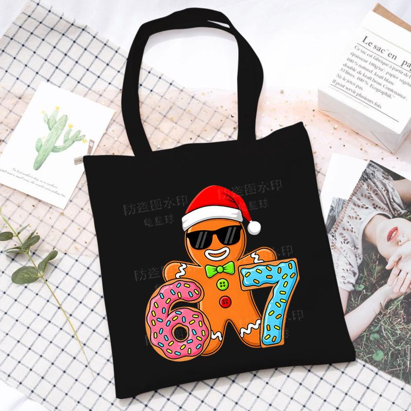 Gingerbread Six Seven 67 Ice Cream Drip Christmas Boys Canvas Bag no size чёрный