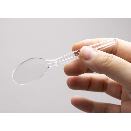 Strix Design Dessert Spoons, Individually Wrapped, Made In Japan, 10 Pieces, 10cm Clear Disposable Spoons, Mini Dessert Sampler, MA-025 (x 5)