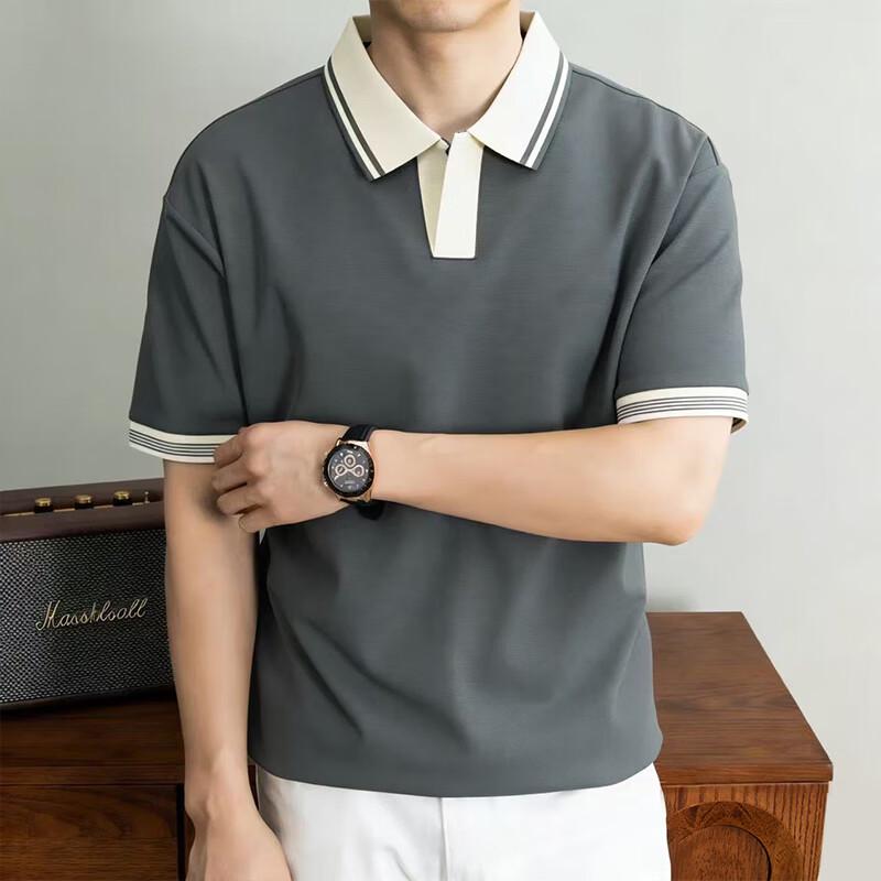 

Firstview Men s Waffle Seagull Collar Short Sleeve Polo Shirt 2XL