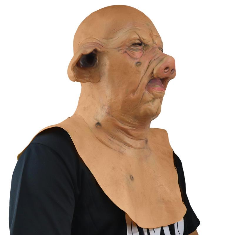 Realistic, terrifying latex pig-head mask