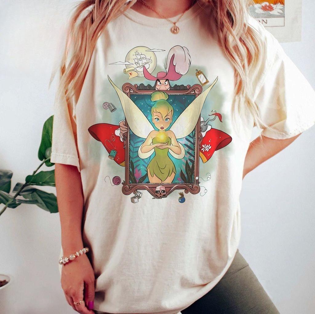Retro 90s Tinker Bell Comfort Color Shirts Retro Tinker Bell Shirts Peter Pan Fairy Magic Shirts World Shirts S