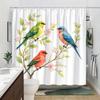 Colorful Birds Shower Curtain Floral Branch Design Nature Decor Bathroom Waterproof Curtains 2D Flat Printing Home Accessory