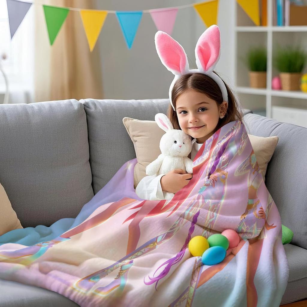 K-Pop Throw Blanket Lovely Rumi Mira Zoey Printed Fleece Blanket for Adult Quality Super Warm Blanket for Travel Picnic Home