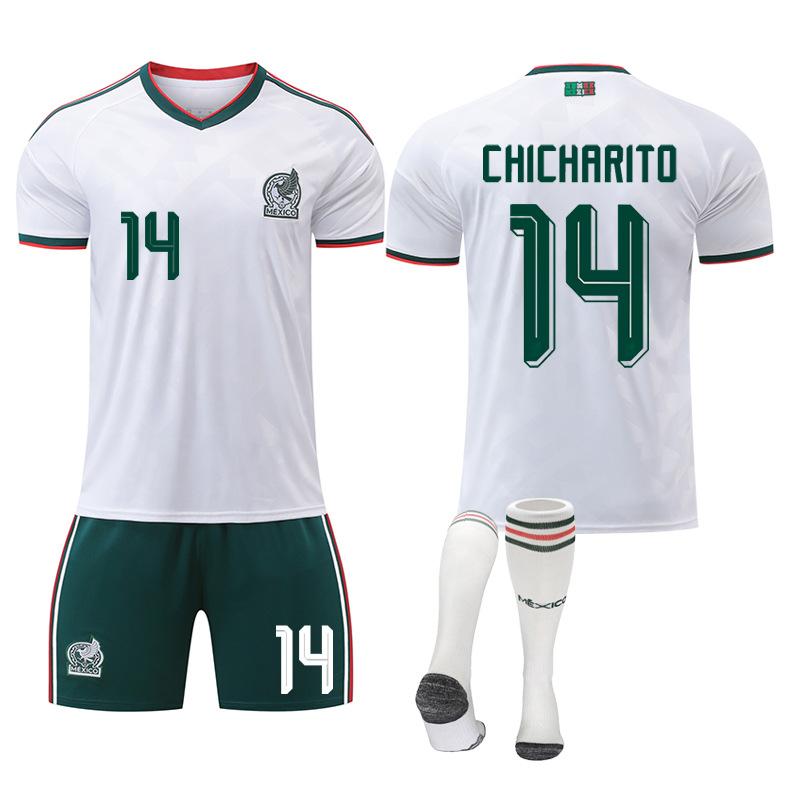 2526 World Cup Mexico Away Football Jersey No. 14 Jersey, White 9 Raul 22 Lozeno Correct Set