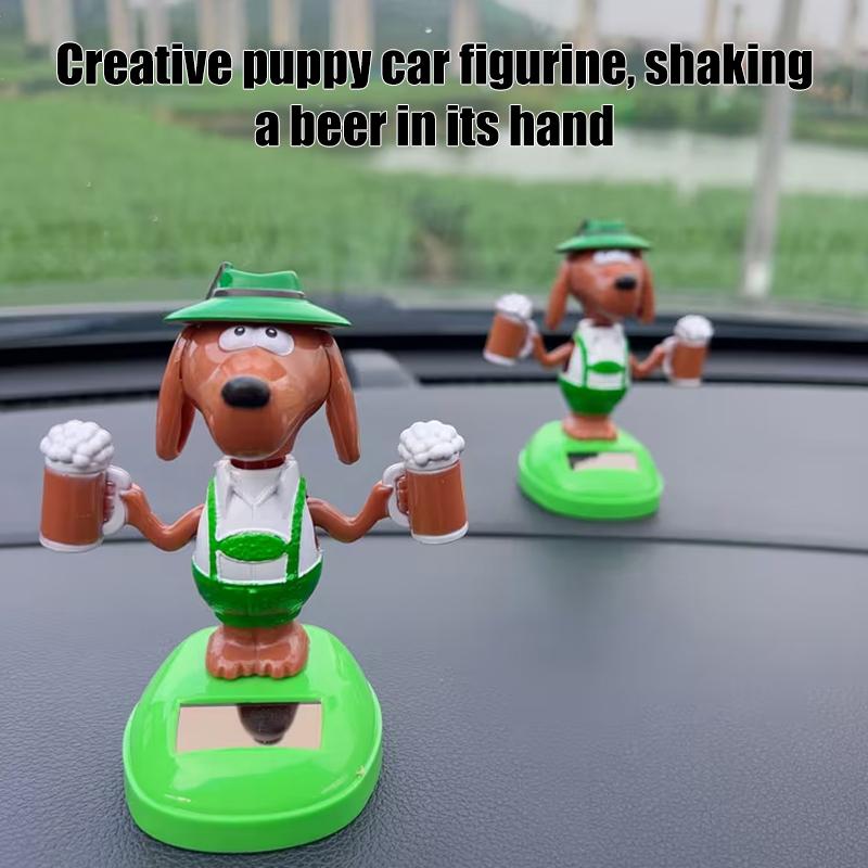 New Creative Puppy Car Figurine Features Two Glasses In Its Hands Resembling Overflowing Beer Hops Unique Car Ornament