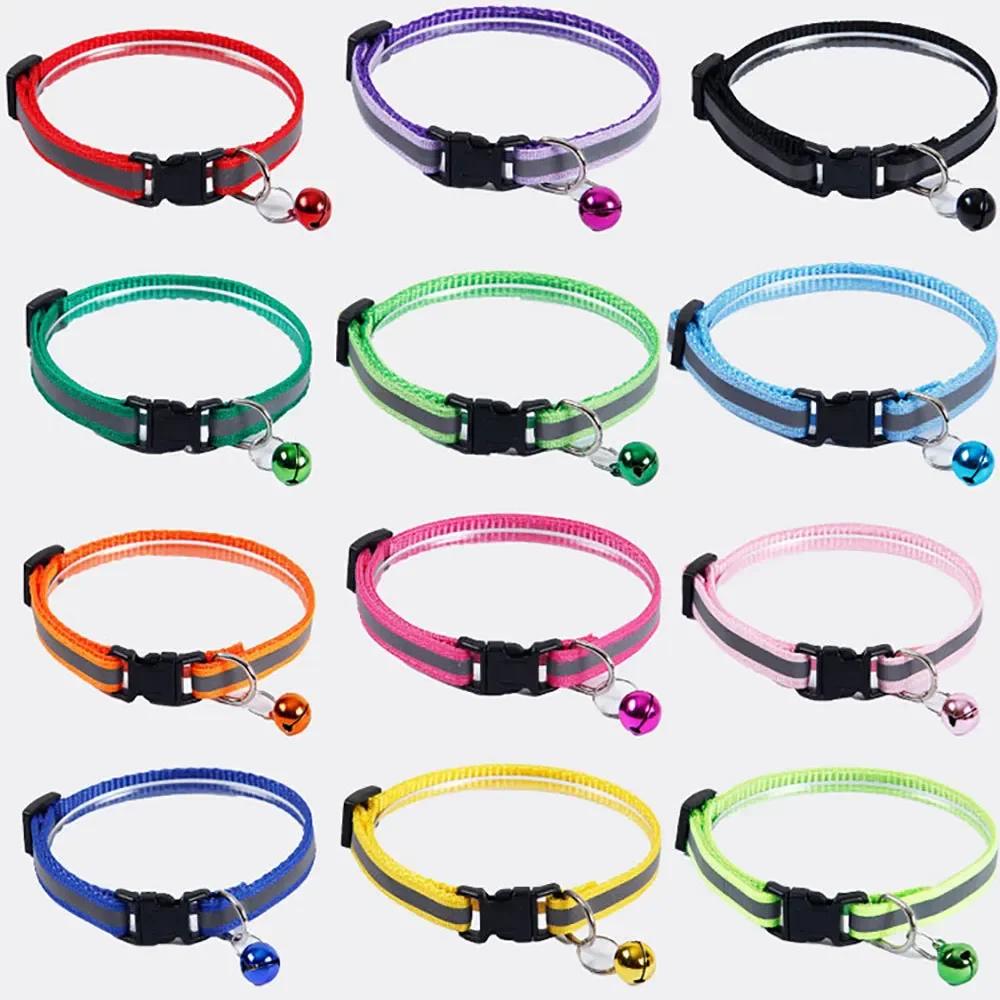 Cute Dog Cat Collar Cat Necklace Adjustable Reflective Colorful Bell Patch Collar Buckle Dog Collar Pet Items Dog Accessories