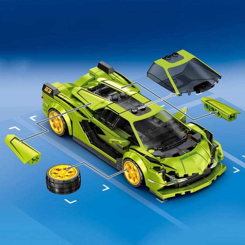 Non-Toxic Sembo Block Sports Car Supercar Assembly Building Blocks Moc Racing Vehicle Model Construction Set Kids Toys Children Christmas Gift