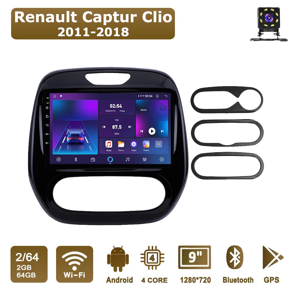 

Android Car-Play Car Radio For Renault Captur Clio 2011-2018 Multimedia Player Head Unit Stereo GPS Navigation BT WIFI,2+64GB чёрный