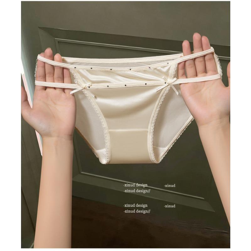 Ladies Summer New Style Pure Desire Romantic Sexy Lace Satin Low Waist Triangle Briefs