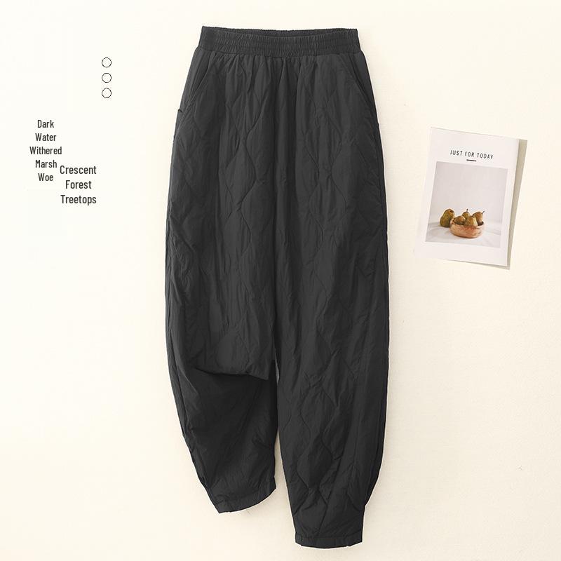 Xin Xing 2024 Women's High Waist Loose Fit Warm Down Cotton Pants