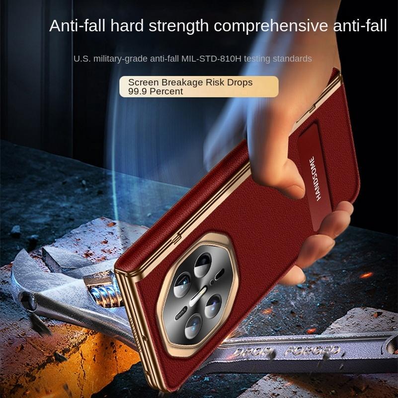 Leather Plated Frame with Tempered Glass Protective film Case For Huawei Mate X6 MATE X6 All-inclusive Hinged Cover