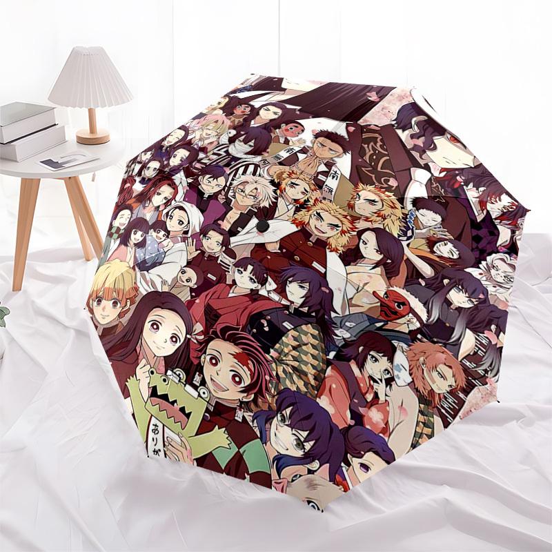 1pc Tanjiro, Nezuko & Friends: Outdoor Umbrella - Automatic Opening/Closing, 3-Fold Design, 8-Bone Frame - Perfect Gift for Demon Slayer Fans, Travele