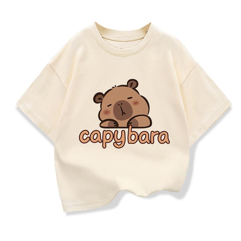 Capybara Print T Shirt For Kids Boy Anime Cute Capibara Short-sleeved Tees Tops Tshirt Girl Clothes