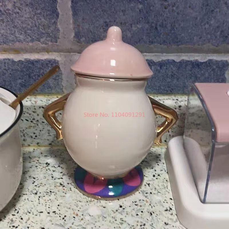 Disney Teiera Cartone Animato Carino La Bella e la Bestia Caffettiere Tazza Mrs Briccia Tazza Chip Tazze da Tè Set da Tè Regalo di Compleanno
