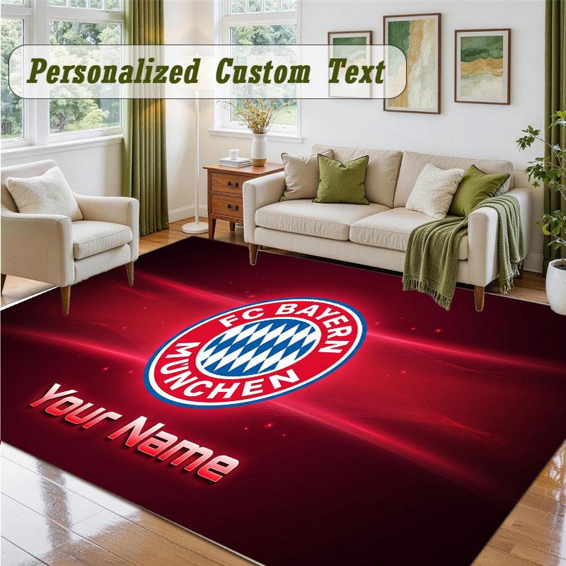 Crystal Velvet Square Rug Custom NameBayern Munich Pattern Non Slip Home Floor Decor Rug