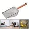 Wooden Handle Stainless Steel Cat Litter Scoop with Large Holes - Ideal for Tofu Litter and Reptile Sand
