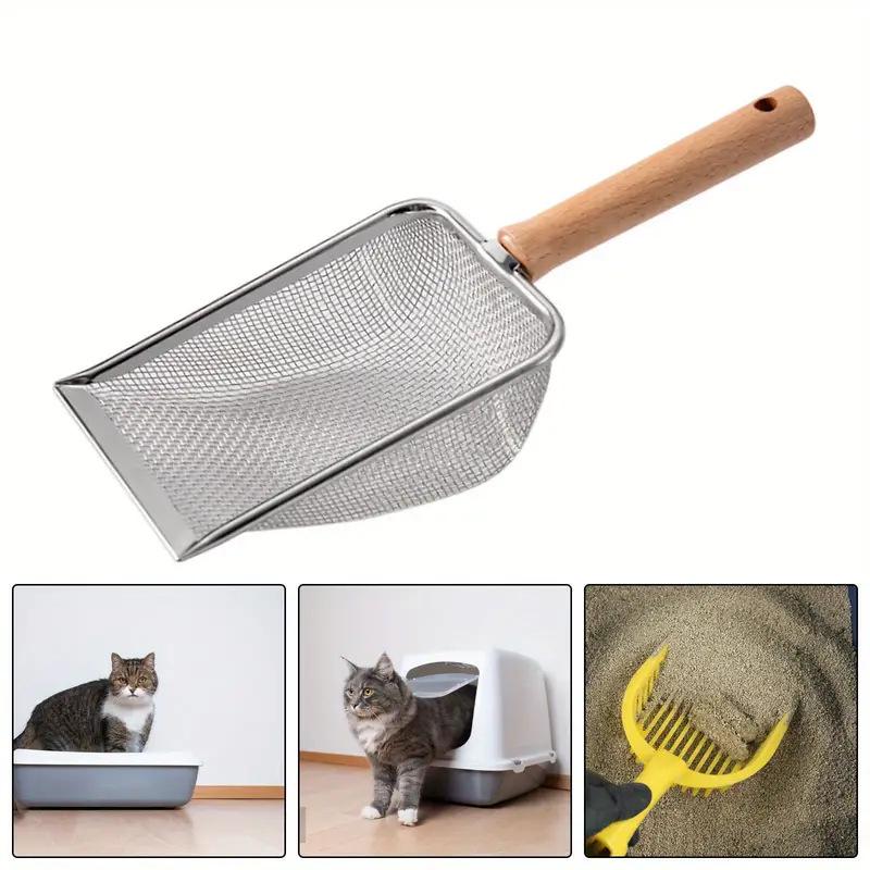 Wooden Handle Stainless Steel Cat Litter Scoop with Large Holes - Ideal for Tofu Litter and Reptile Sand