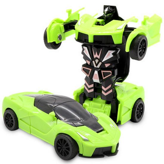 One-Key Transforming Bugatti Pull-Back Car Robot Toy