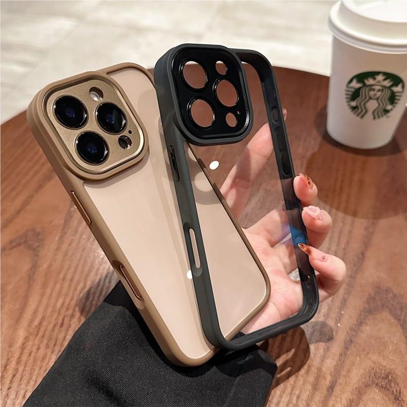 Luxus-Metall-Kamera-Schutzhülle für iPhone 16 15 14 Plus 13 12 11 Pro Max Stoßfest Klarer Hybrid-Stoßfänger Harte Acryl-Abdeckung