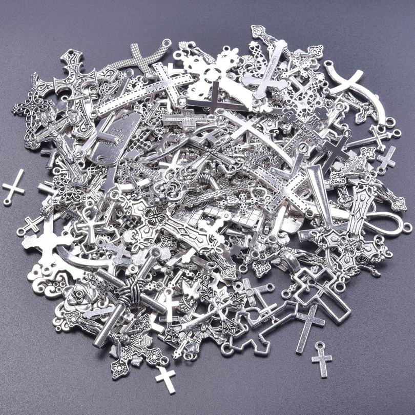 102030Pcslot Metal Silver Color Cross Charms For Jewelry Making Supplies Christ Accessories Handmade Womenmen Pendant Charm