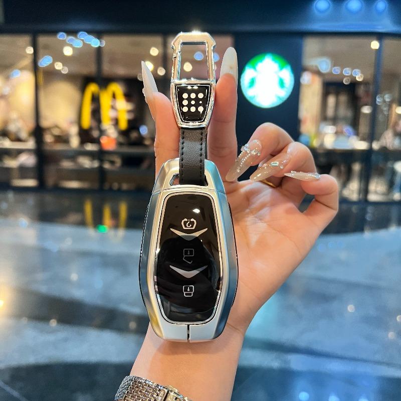 Car Zinc Alloy Leather Car Key Case Cover Holder For Dongfeng Fengguang Seres Evolute I-Space I-Pro Landian E5 Car Styling