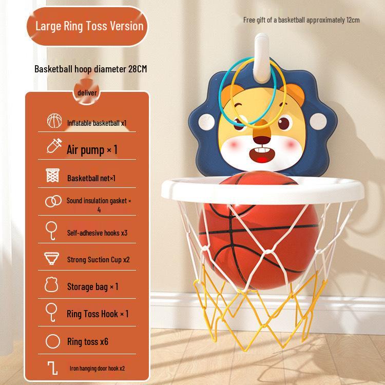 Kids' No-Drill Indoor Basketball Hoop with Suction Cup for Silent Play