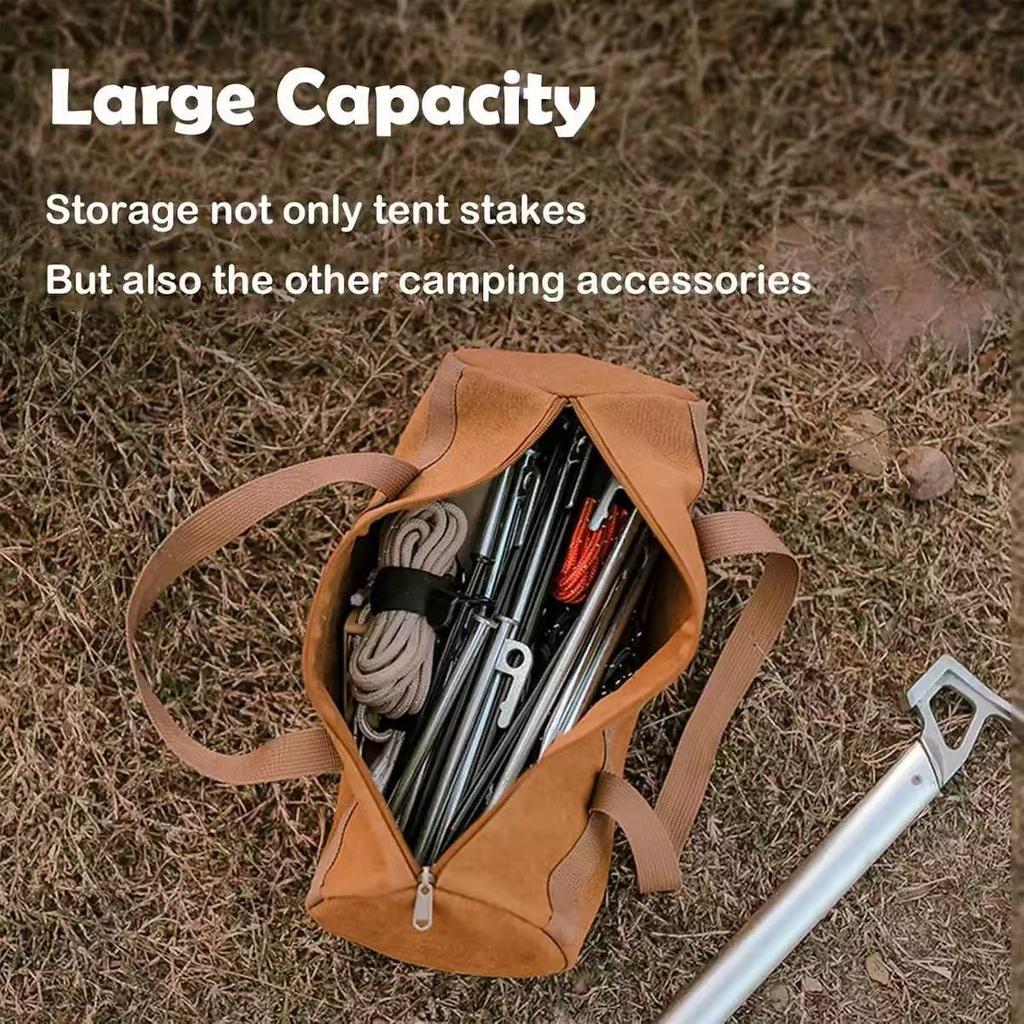 Outdoor Camping Tools Storage Bag Portable Cylindrical Tent Ground Nail Handbag Storage Backpack Large Capacity Canvas Toolkit