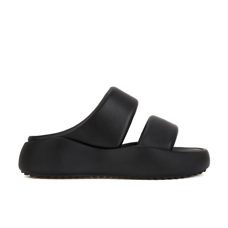 

Sheepskin version cloud double belt bread casual thick bottom heightening slippers women s summer wear cool slippers 34