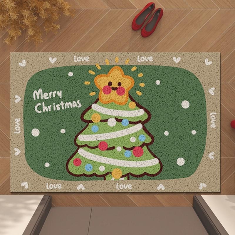 Christmas Bathroom Floor Mat NonSlip Low Maintenance Shower Door Mat for Bathroom Entryway Kitchen Floor Use