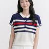 Navava Women Cool Contrast Collar Cap Sleeve Knit Top Nk3681