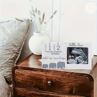 Baby-Sonogramm-Bilderrahmen, Holz-Ultraschall-Fotorahmen mit Countdown-Wochen der Schwangerschaft