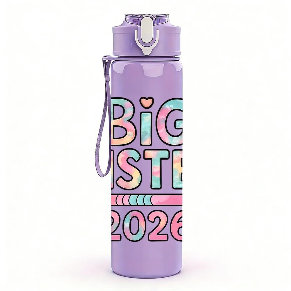 1PC Big Sister Promoted 2026 Text 750ml Color Plastic Sports Water Bottle Leakproof Flip Straw Lid Suitable for Sports Office Home Use