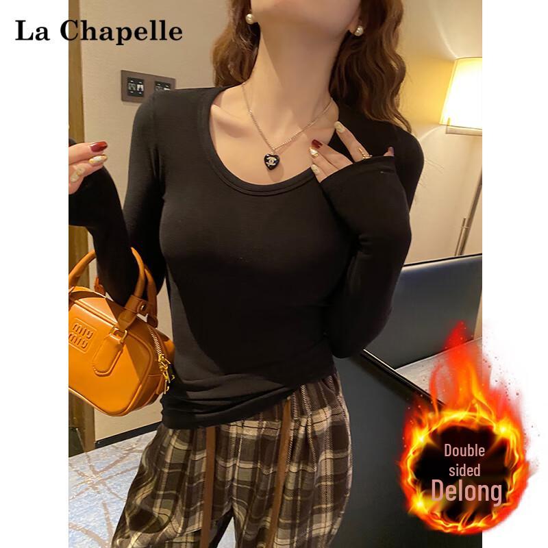 

La Chapelle Women s Brushed Plush-Lined U-Neck Long-Sleeve Thermal Top XL