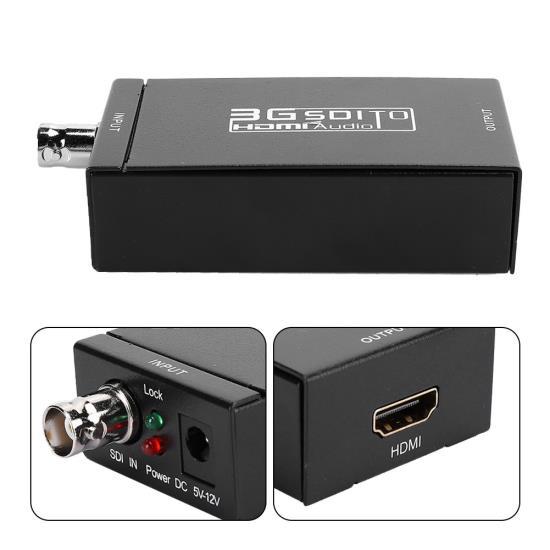 SDI To HDMI Converter Camera To TV High Definition Switch Box Black 3G SDI Interface Support HDMI1.3 110‑240V Noir Prise EU
