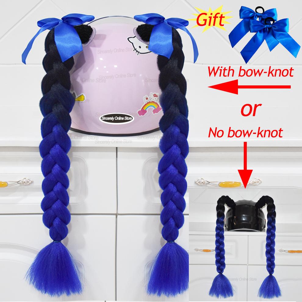 2pcs Quality Braids For Motorcycle Helmet Ponytail Sucker Braids Wig For Woman Helmet Decor Ears Twist Accessories 164 Colors