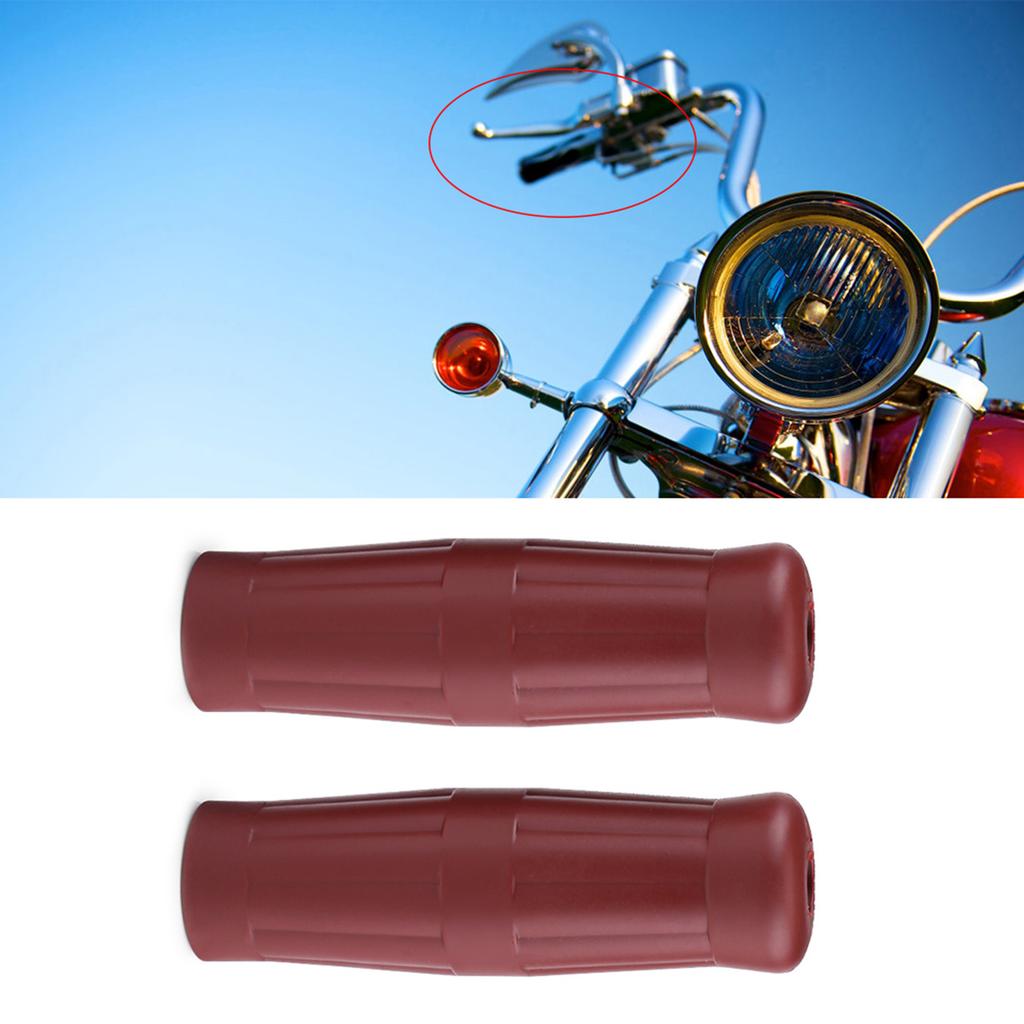 1 Pair 1"78" Universal Motorcycle Bike Vintage Classic Handlebar Hand Grips Bar Brown