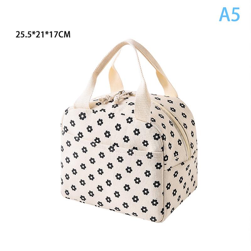 1Pieces Corduroy Lunch Bag Thermal Insulation Lunch Box Storage Handbag Multifunctional Kids School Cooler Bag Outdoor Tableware