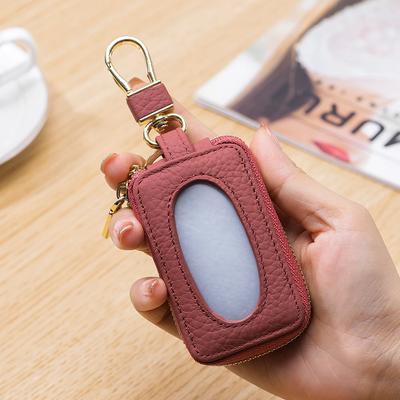 Araba Anahtarı Çantası Gerçek Deri Evrensel Araba Anahtarı Tutucu Anahtar Kılıfı Cüzdan Mini Anahtar Düzenleyici Çanta Fermuarlı Otomobil Anahtarı Çantası