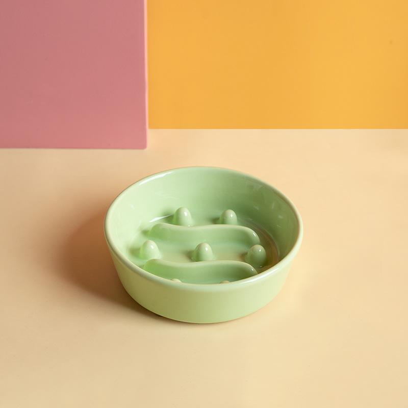 

Ceramic slow food bowl Anti-choking slow food bowl Pet bowl Anti-overturning bowl Cat food bowl Cat bowl Dog bowl Pet supplies