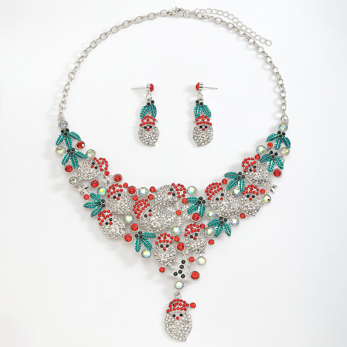 

Best Lady 3 Pcs Christmas Handmade Crystal Dangle Earrings Necklace Set,Cute Rhinestone Santa Claus Set,Holiday Atmosphere Gifts