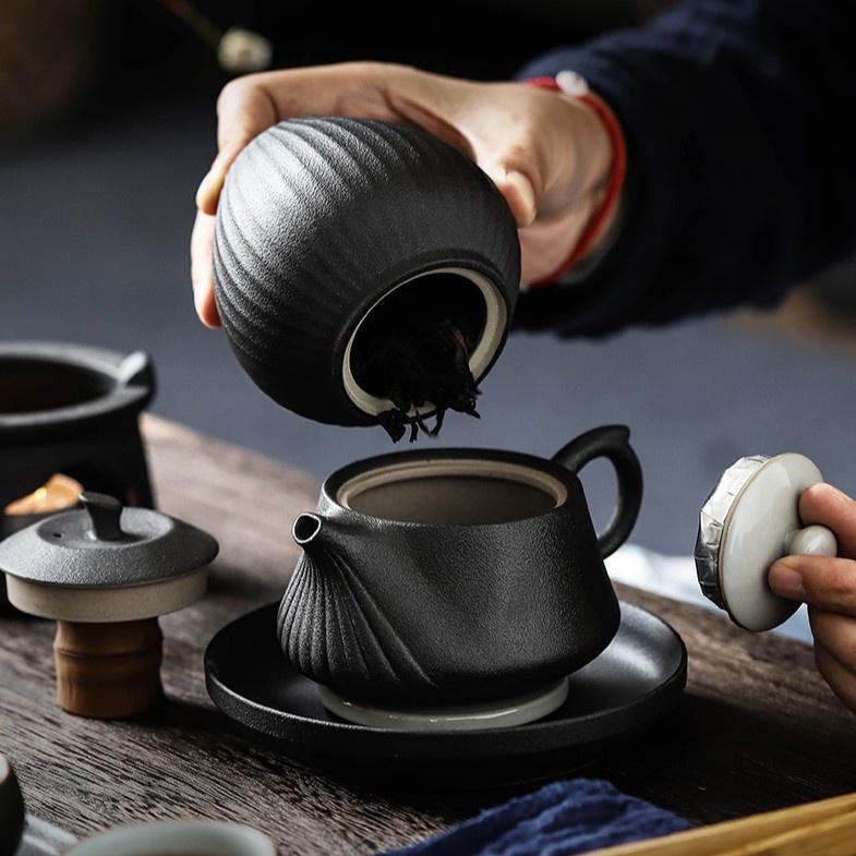 185ml Retro Ceramic Teapot Coarse Pottery Filter Kung Fu Tea Set