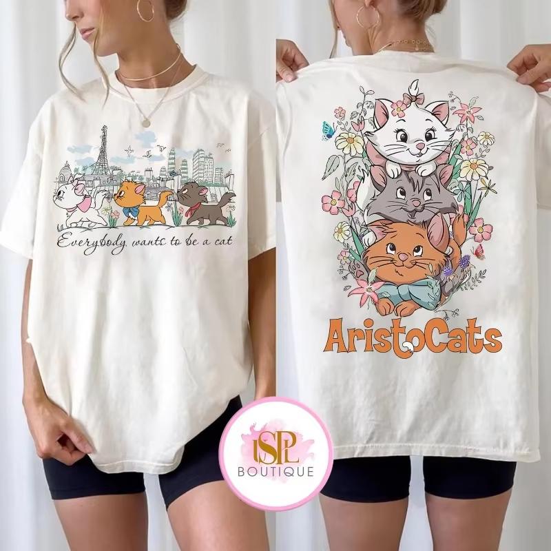 

2026 Summer Mary Toulouse Berlioz Cat T-shirt Unisex s Fashion Cotton Quality Casual Loose Short Sleeves Classic Unisex S