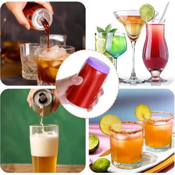 6PCS Beer Can Toppers for Soda, 2.5 Inch Silicone Soda Lids for Cans, Reble Soda Can Lid Topper, Spill Proof Drink Covers Lids, Colorful Cans Saver
